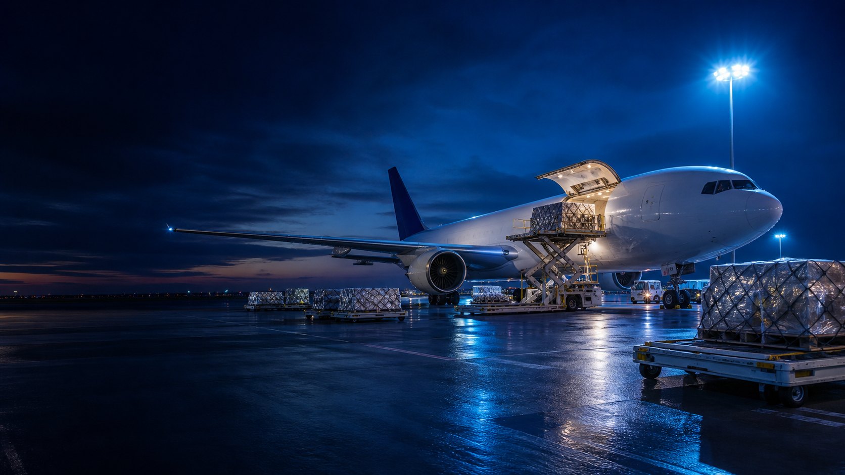 Cargo aircraft prepared for international business shipping